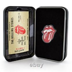 1 OZ Silver ROLLING STONES Tongue & Lips with COA Gibraltar 5 Pounds BRAND NEW