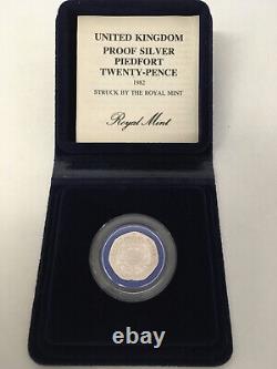 100% GENUINE 1982 Piedfort Silver Proof 20 Pence the rarest 1982 20p coin