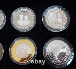 12 Silver proof Coins (in a 24 size box with extra tray). 925 silver & COAs