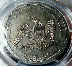 1859 $1 Proof Liberty Seated Dollar No Motto PCGS UNC DET Rare Coin #S14