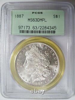 1887 Silver Morgan Dollar PCGS MS 63 DMPL Deep Mirrors Proof Like DPL