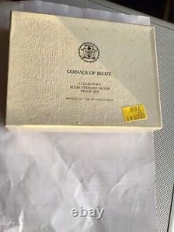 1975 Coinage of Belize Solid Silver Proof Coin Set by the Franklin Mint with Coa