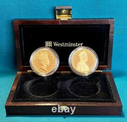 1977 & 2012 Queen's Silver & Diamond Jubilee 24ct Gold Plated Silver Crown Pair