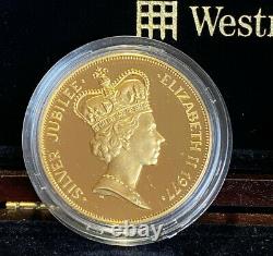 1977 & 2012 Queen's Silver & Diamond Jubilee 24ct Gold Plated Silver Crown Pair