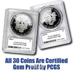 1986-2016 30-Coin Silver Eagle Set Eagle Label PCGS Gem Proof (#10122)