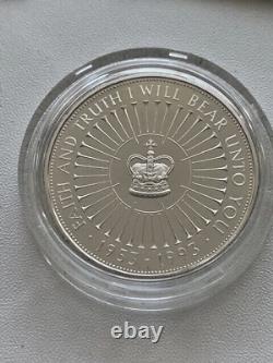 1993 QE II Coronation 40th Anniversary Five Pound Crown Silver Proof Coin Boxed