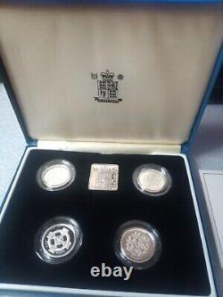 1994 1997 United Kingdom Silver Proof Piedfort £1 Four Coin Set Cased & COAs