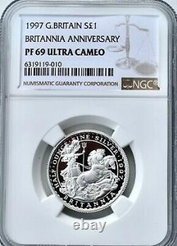 1997 Britannia Silver Proof £1 One Pound NGC PF69 1/2oz