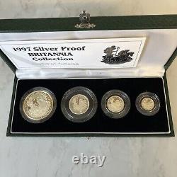 1997 Royal Mint Silver Proof Britannia Collection 4 Coin Set with CoA
