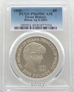 1999 Royal Mint Lady Diana £5 Five Pound Silver Proof Coin PCGS PR69 DCAM
