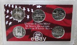1999 thru 2009 Silver Proof State Quarter Lot Silver No Box or COA 56 Coins