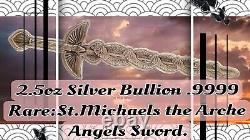 2.5oz Silver Bullion. 999 rareSt. Michaels Sword. Vascombe. Rare. Low Mint. WoW