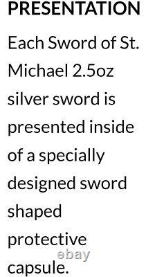 2.5oz Silver Bullion. 999 rareSt. Michaels Sword. Vascombe. Rare. Low Mint. WoW