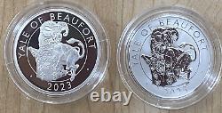2-COIN 2023 Tudor Beast Yale of Beaufort 1oz Silver Proof Reverse Frosted COA 88