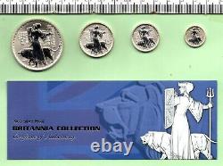 2001 Britannia Genuine Capsuled 95.80% Silver Four Coin Boxed Proof Set (308)