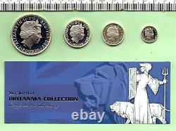 2001 Britannia Genuine Capsuled 95.80% Silver Four Coin Boxed Proof Set (308)