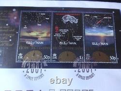 2001 Silver Proof Gibraltar Tri-colour 1 Crown Coin Cover A Space Odyssey Signed