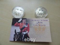 2002 Queen's Golden Jubilee Silver Proof Crown Set £5 1977 Coin + COA & Box