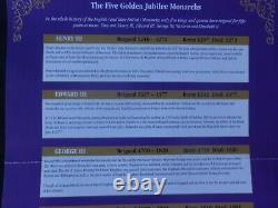 2002 Silver Proof 5 X Eccb $10 Coin Box Set + Coa Golden Jubilee Monarchs