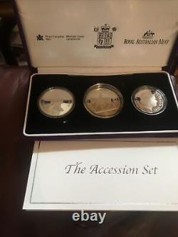2002 The Accession Set UK Australia & Canada Silver Proof Coin Collection, COA