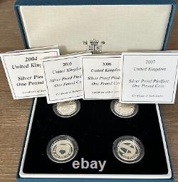 2004-2007 £1 Bridges Silver Proof Piedfort One Pound Coin Set Royal Mint