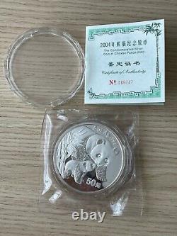 2004 China 50 Yuan 5oz Silver Proof Panda Coin. 999 Orginal Sealed +COA