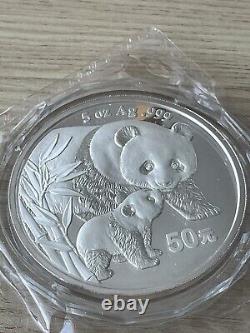 2004 China 50 Yuan 5oz Silver Proof Panda Coin. 999 Orginal Sealed +COA