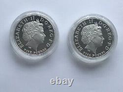 2005 Silver Proof Piedfort Nelson And Trafalgar Five 5 Pound 2 Coin Set Box Coa