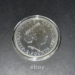 2005 one ounce Fine silver Proof Britannia £2 two pound coin In Case Mint