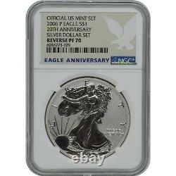 2006-P 20th Anniversary American Eagle Reverse Proof Silver Coin NGC PF70