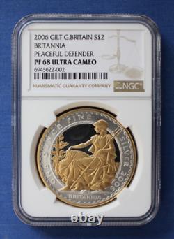 2006 Royal Mint 1oz Silver Proof Gilt Britannia £2 coin NGC PF68 Ultra Cameo