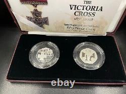 2006 Silver Proof Piedfort Victoria Cross UK 50p Fifty Pence 2 Coin Set