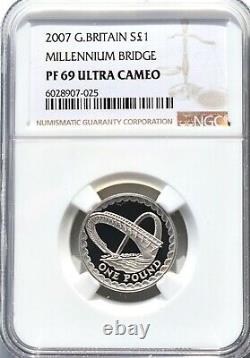 2007 £1 One Pound Silver Proof Gateshead Bridge NGC PF69 Royal Mint