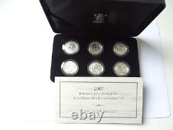 2007 BRITANNIA 20th ANNIVERSARY SILVER PROOF 6 COIN £1 SET mintage 2,000+COA