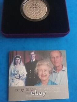 2007 Queens Diamond Wedding Piedfort £5 Silver proof coin box with COA