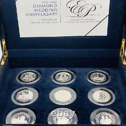 2007 RM Queen & Prince Philip Diamond Wedding Silver Proof 18 Crown Coin Set