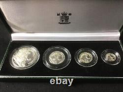 2007 SILVER PROOF BRITANNIA 4 COIN COLLECTION. Boxed. Case. COA