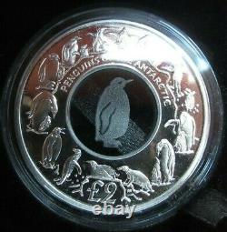 2007 Silver Proof 1 Oz Coin Georgia & Sandwich Islands Crystal Penguin Box/coa