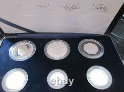 2007 UK FAMILY SILVER PROOF 6 COIN SET boxed/coa with £5 2008 prince of wales