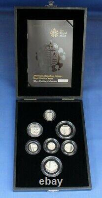 2008 Silver Piedfort Proof 7 coin Set Royal Shield of Arms in Case with COA