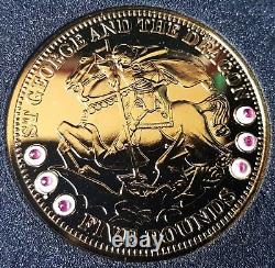 2008 Tristan Da Cuhna £5 COA St George and Dragon 6 Rubies Silver Proof Coin No2