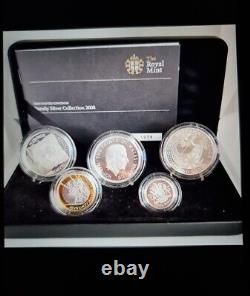 2008 UK FAMILY SILVER PROOF 5 COIN COLLECTION complete