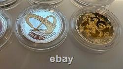2008 silver proof gold pound coins with gold plating x 6