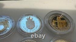2008 silver proof gold pound coins with gold plating x 6