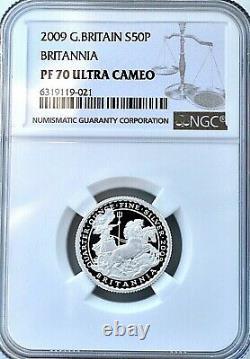 2009 Britannia Silver Proof 50p NGC PF70 1/4oz