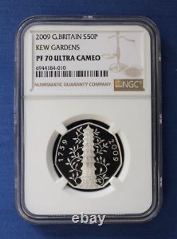 2009 Silver Proof 50p coin Kew Gardens Anniversary NGC Graded PF70 Ultra Cameo
