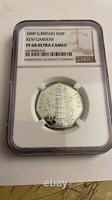 2009 Silver Proof 50p coin Kew Gardens NGC Graded PF68 Ultra Cameo