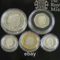 2010 ROYAL MINT PIEDFORT 5 COIN SILVER PROOF SET complete