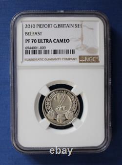 2010 Silver Piedfort Proof £1 coin Cities-Belfast NGC Graded PF70 Ultra Cameo