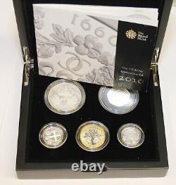 2010 UK Sterling. 925 Silver Proof Celebration Set, 5 Coins As Issued Condition